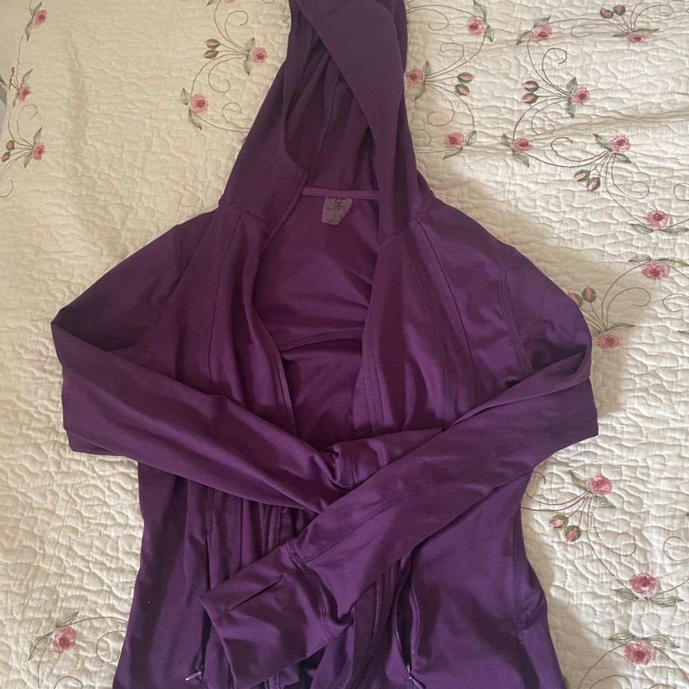 Danskin Purple Hooded Robe with Ruched Detailing